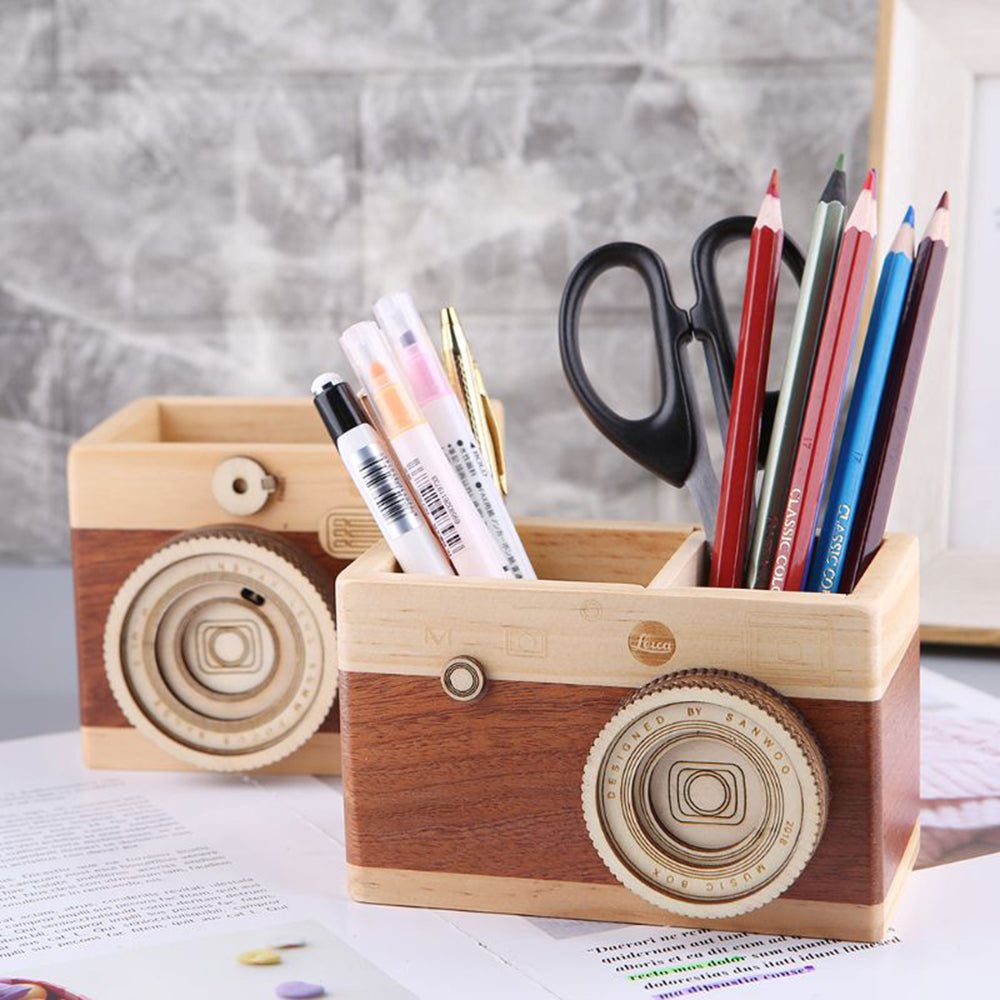 Wooden Desk Storage & Pen Holder