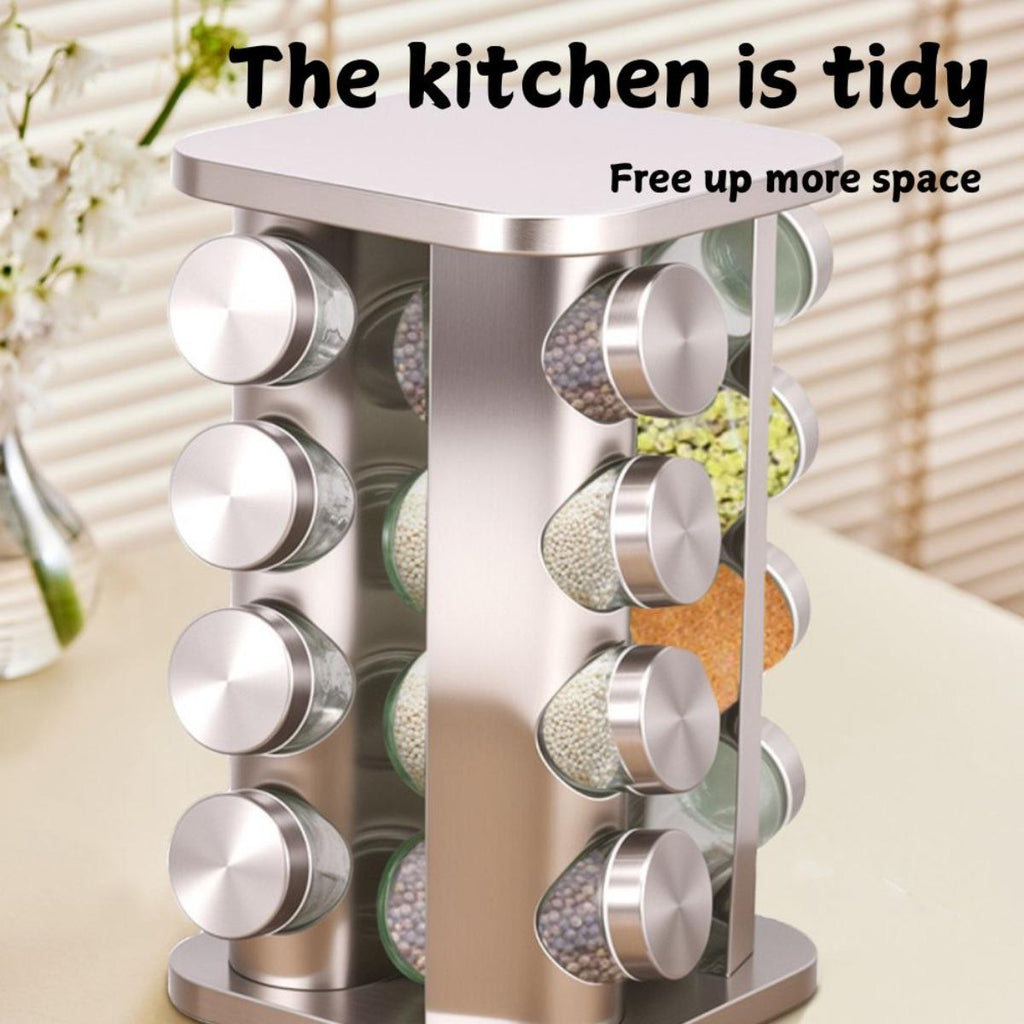 Stainless Steel 360° Rotating Spice Carousel Rack