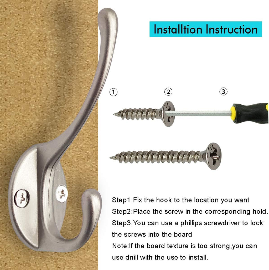 30 Pack Silver Retro Double Wall Mount Coat Hooks
