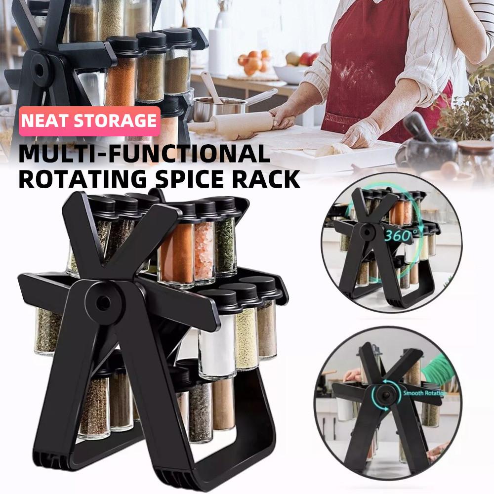 Ferris Wheel Rotating Spice Rack 18 Glass Jars Set