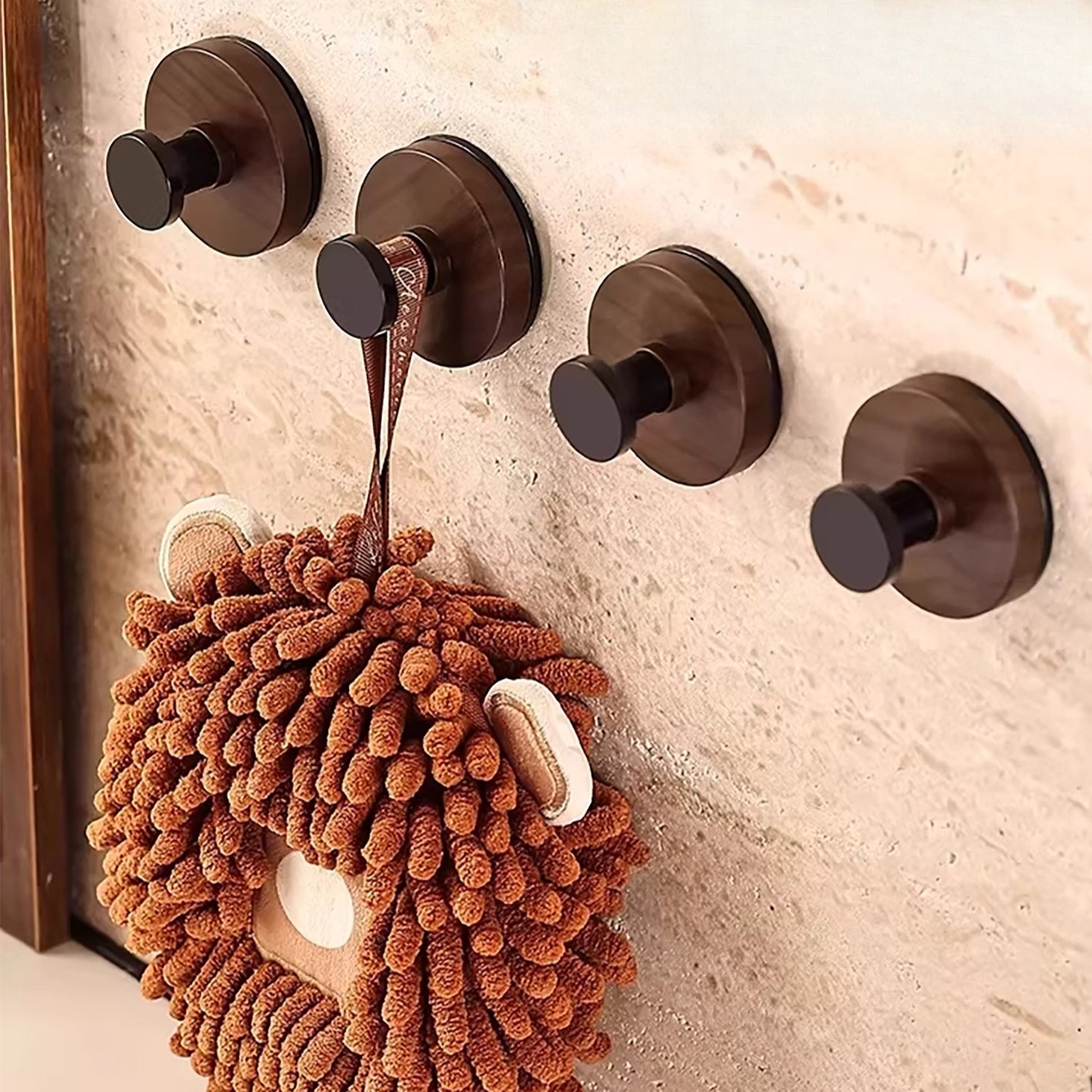 Walnut Wooden Finish Heavy-Duty Bathroom Hook
