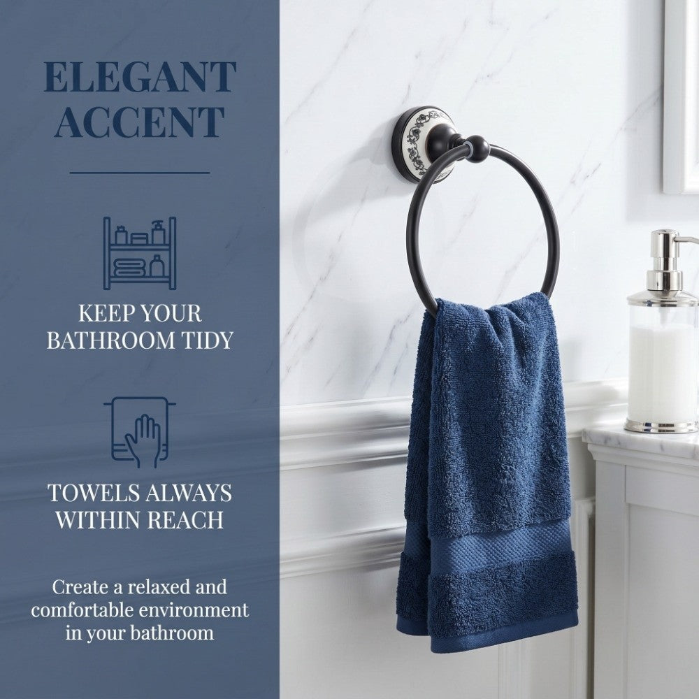 Black Brass Round Wall Mount Towel Ring