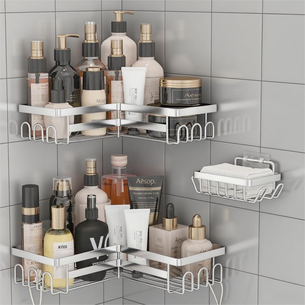 No Drill Stainless Shower Caddy