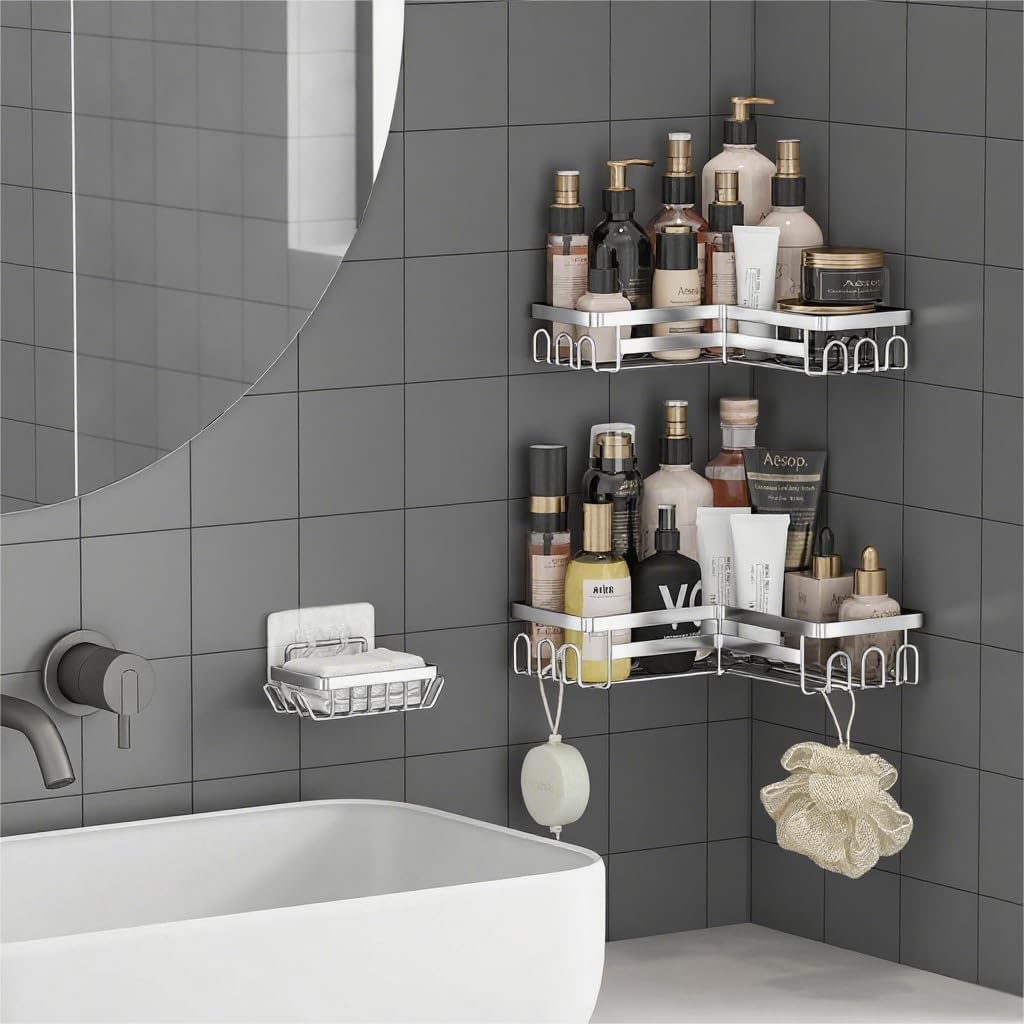No Drill Stainless Shower Caddy
