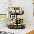 Black 2 Tier Metal Lazy Susan Spice Rack 12 Inch