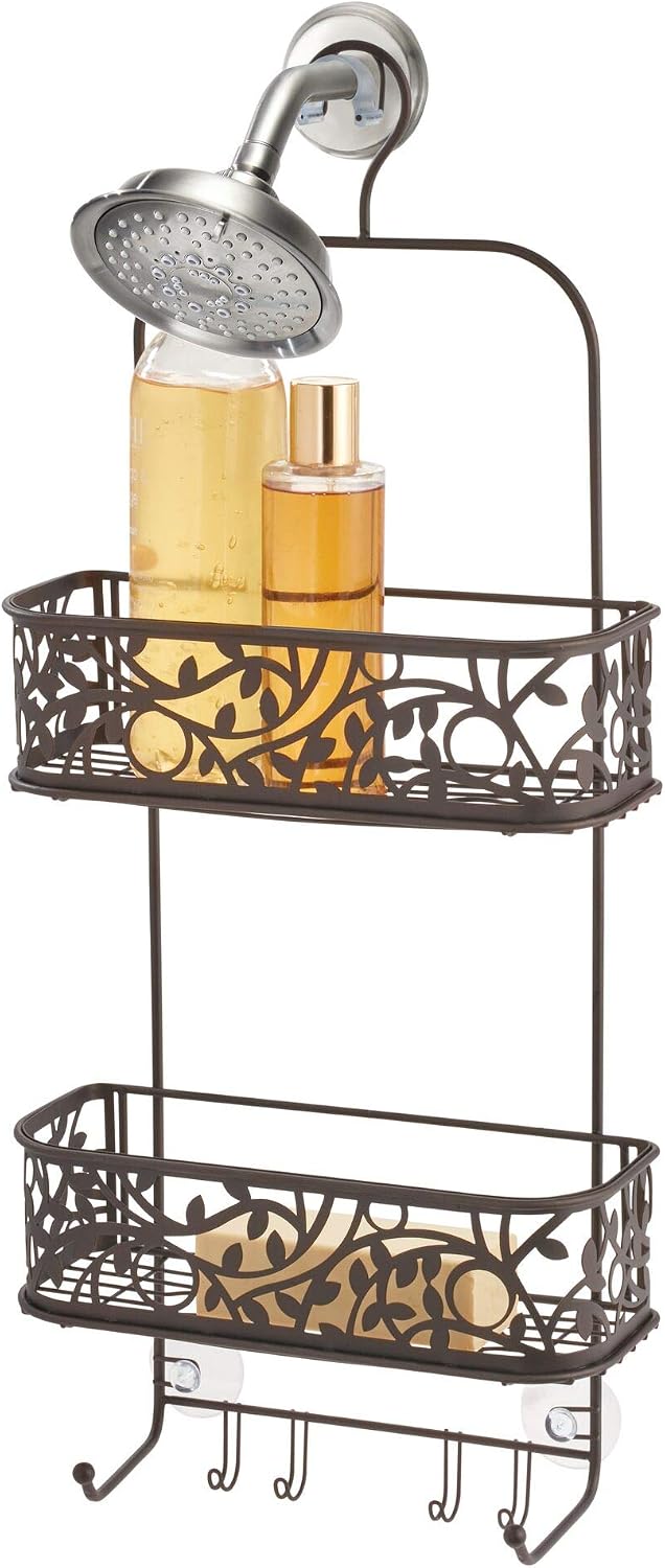 Vine Metal Wire Hanging Shower Caddy with Hooks