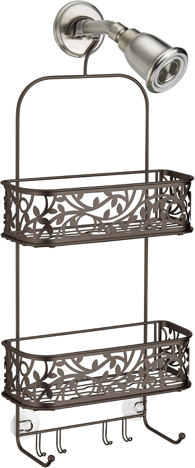 Vine Metal Wire Hanging Shower Caddy with Hooks