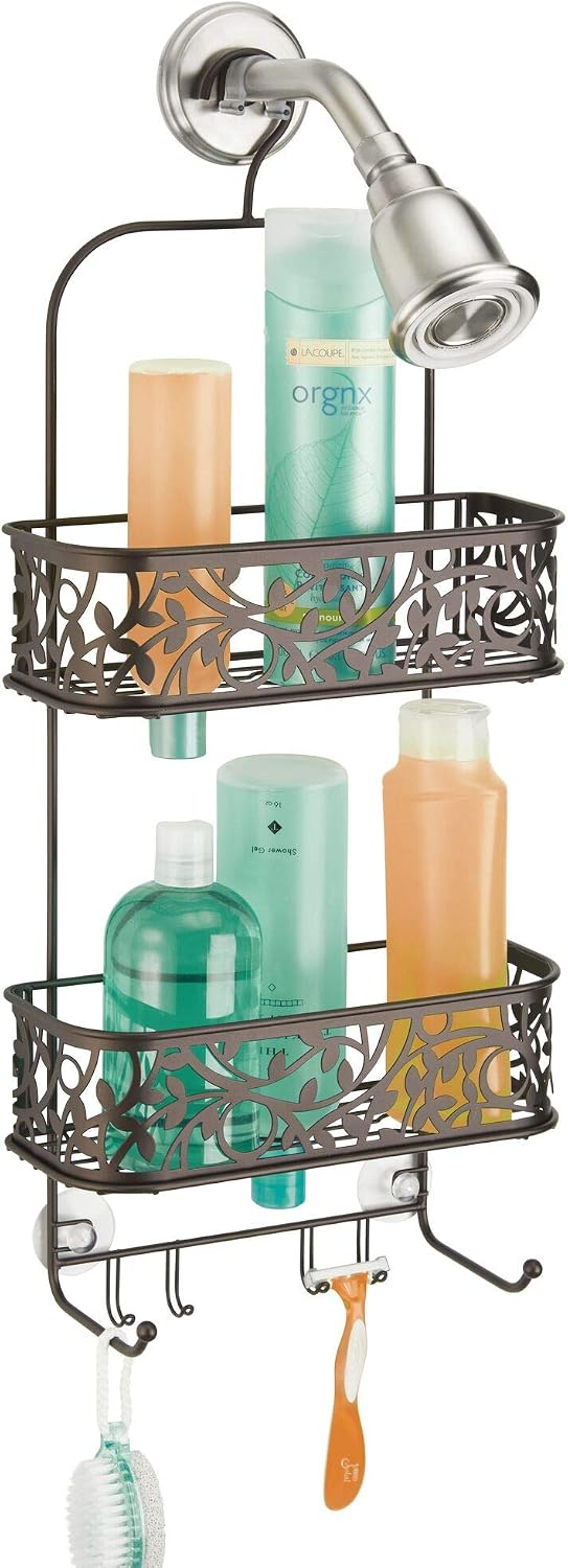 Vine Metal Wire Hanging Shower Caddy with Hooks