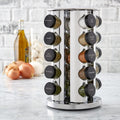 Stainless Steel Revolving Spice Rack 20 Jars with Spices