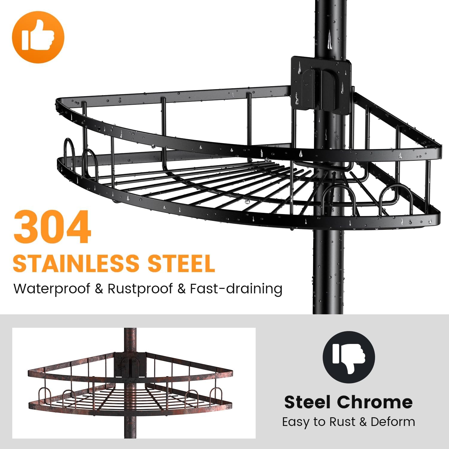 4-Tier Adjustable Corner Pole Shower Caddy