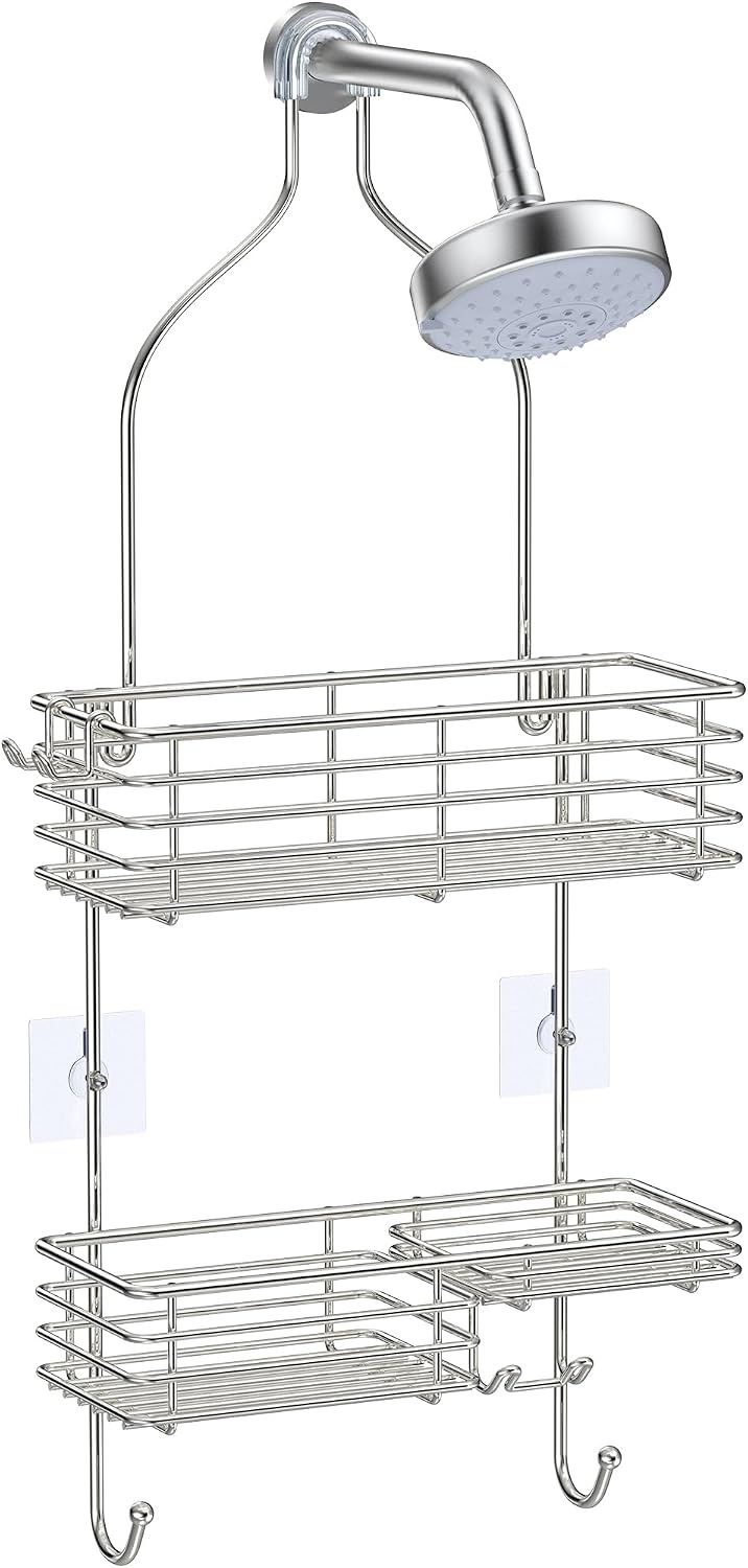 Silver SUS201 Overhead Hanging Shower Caddy