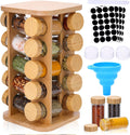 Bamboo Rotating Spice Rack 20 Glass Jars Set