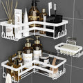 White No Drill Corner Shower Caddy 3 Pack