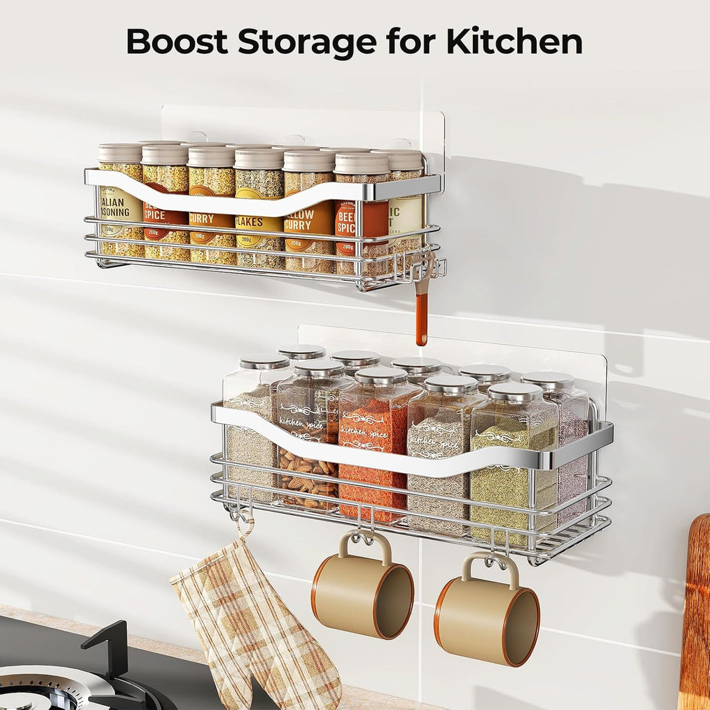 No Drill Stainless Shower Caddy 2 Pack with Hooks