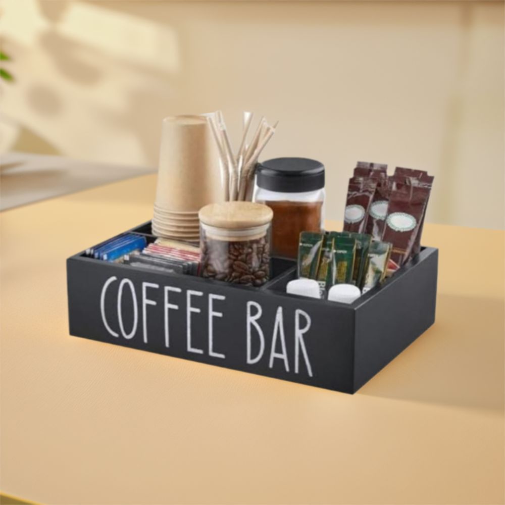 Retro Wooden Coffee Storage Organizer