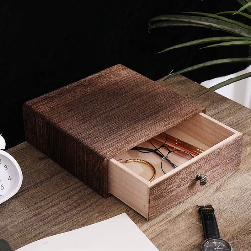 Wooden Square Desktop Storage Box