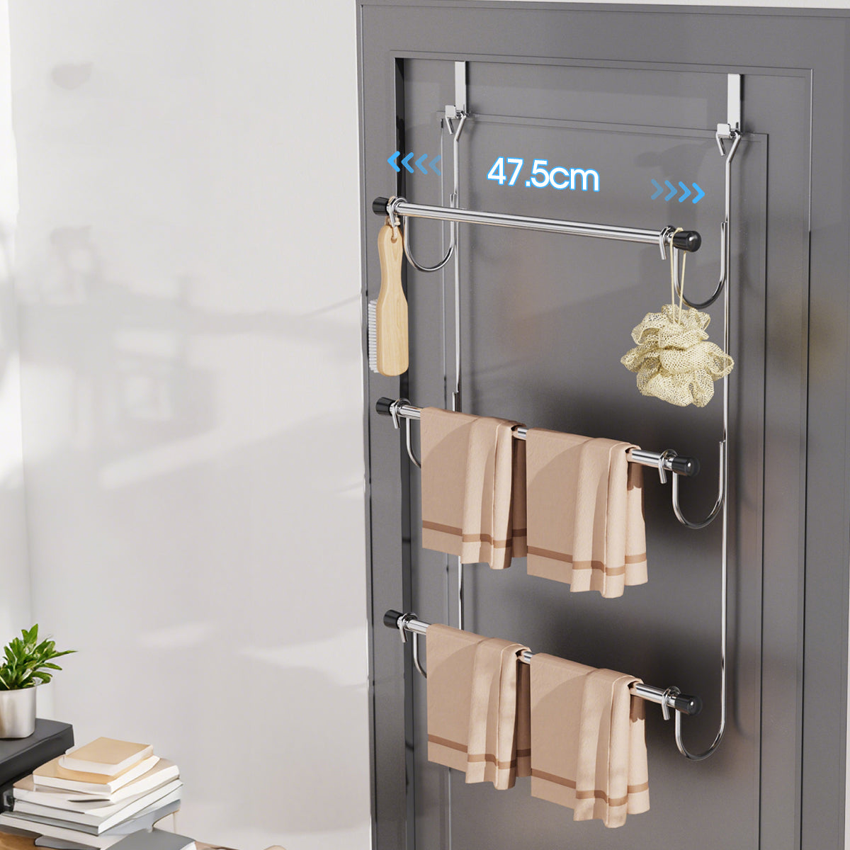 3-Tier No Drill Over Door Towel Storage Rack