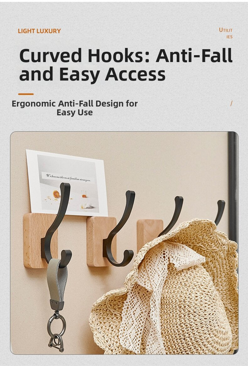 Waterproof Hole-free Beechwood Wall Hook