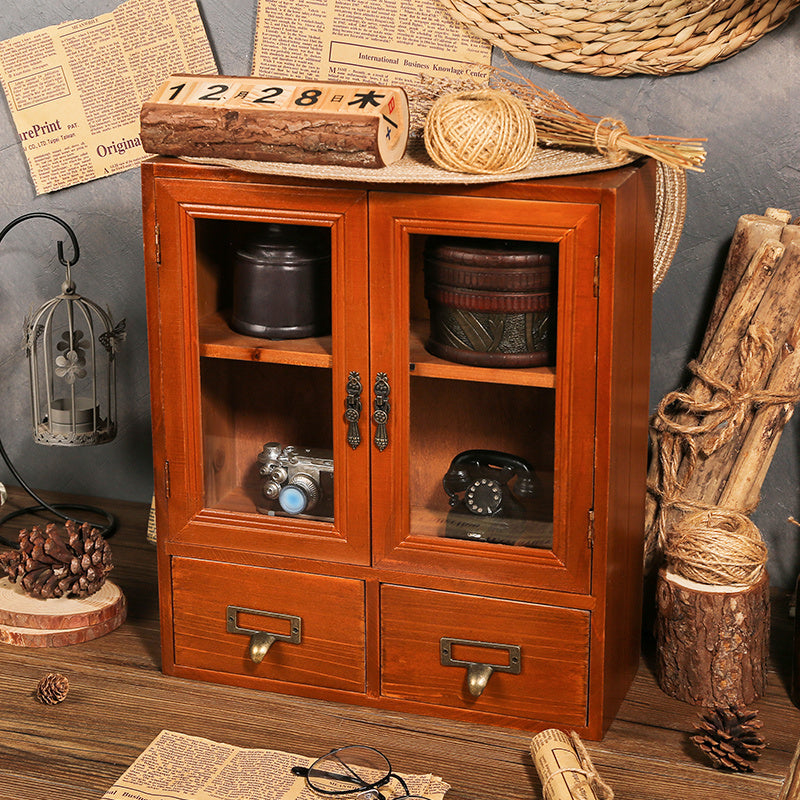 Retro Wooden Drawer Cosmetic Organizer
