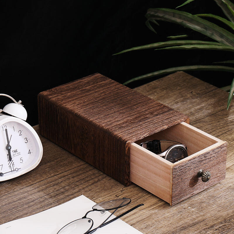 Wooden Square Desktop Storage Box