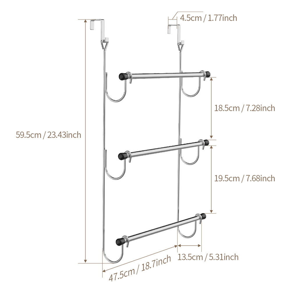 3-Tier No Drill Over Door Towel Storage Rack
