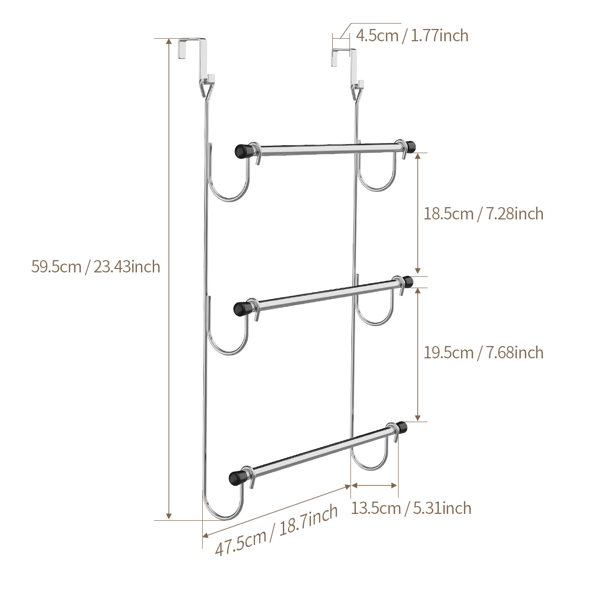 3-Tier No Drill Over Door Towel Storage Rack