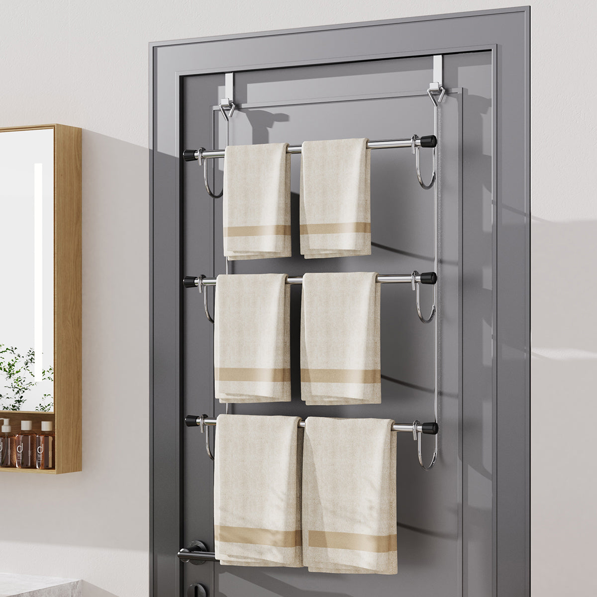 3-Tier No Drill Over Door Towel Storage Rack