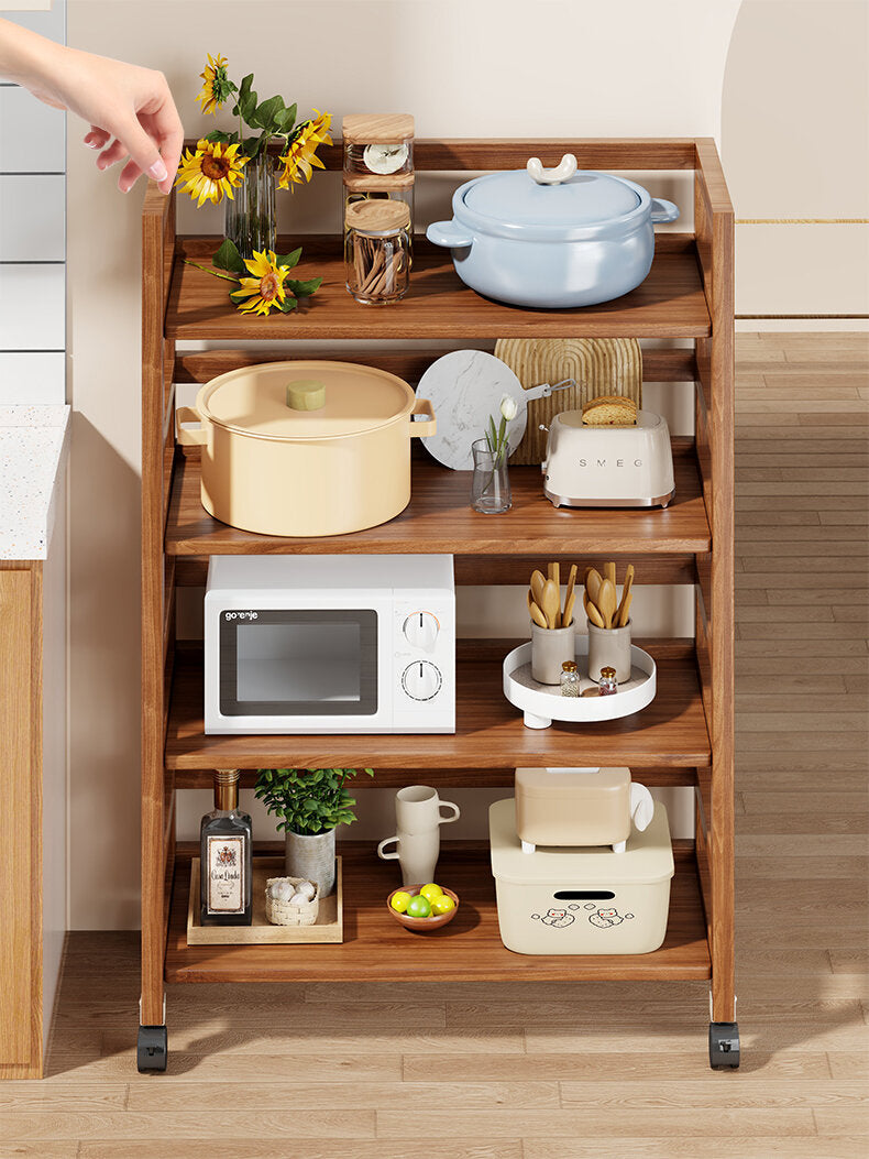 Home Wooden Multi-layer Pot Storage Trolley