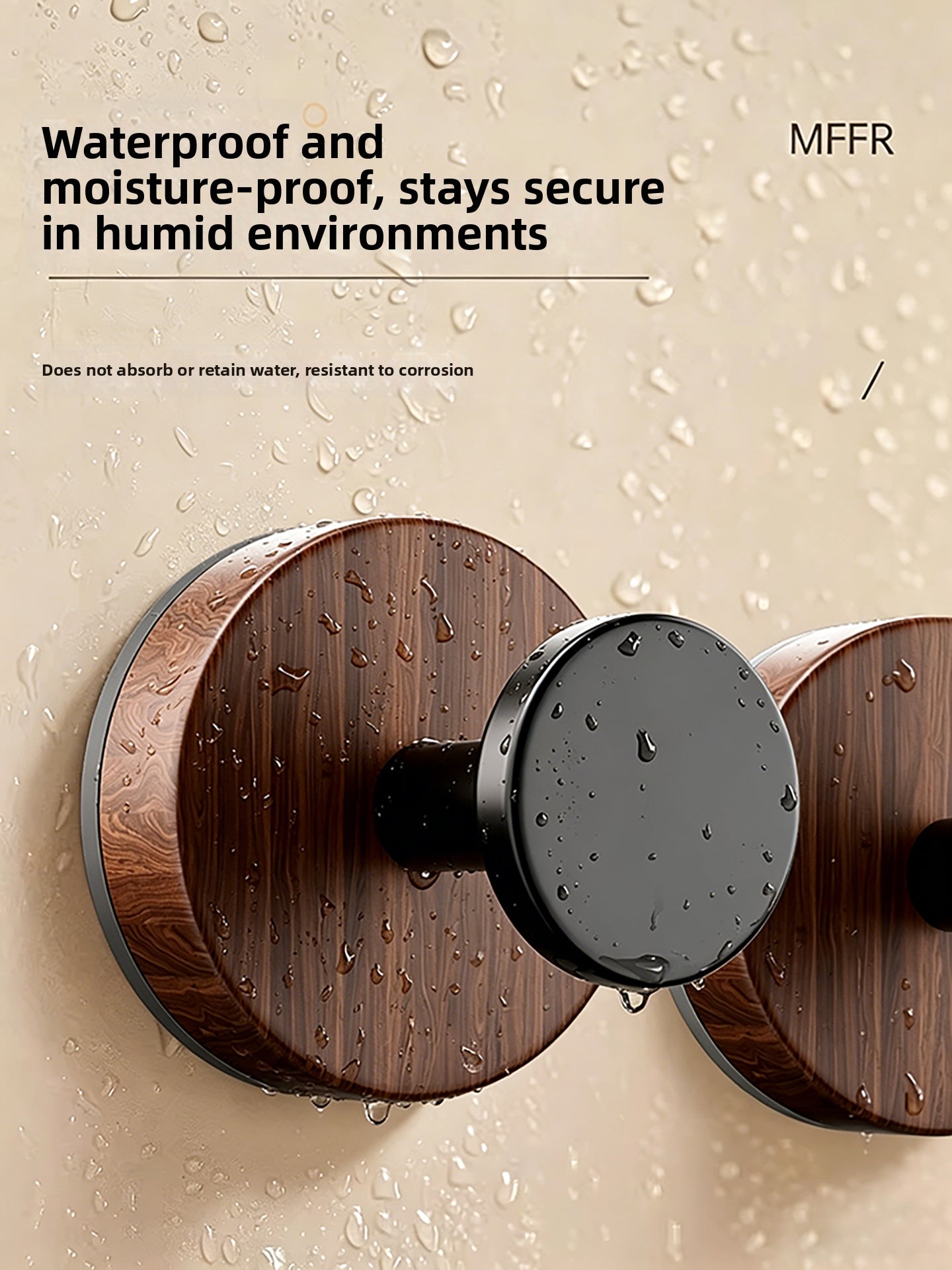 Walnut Wooden Finish Heavy-Duty Bathroom Hook