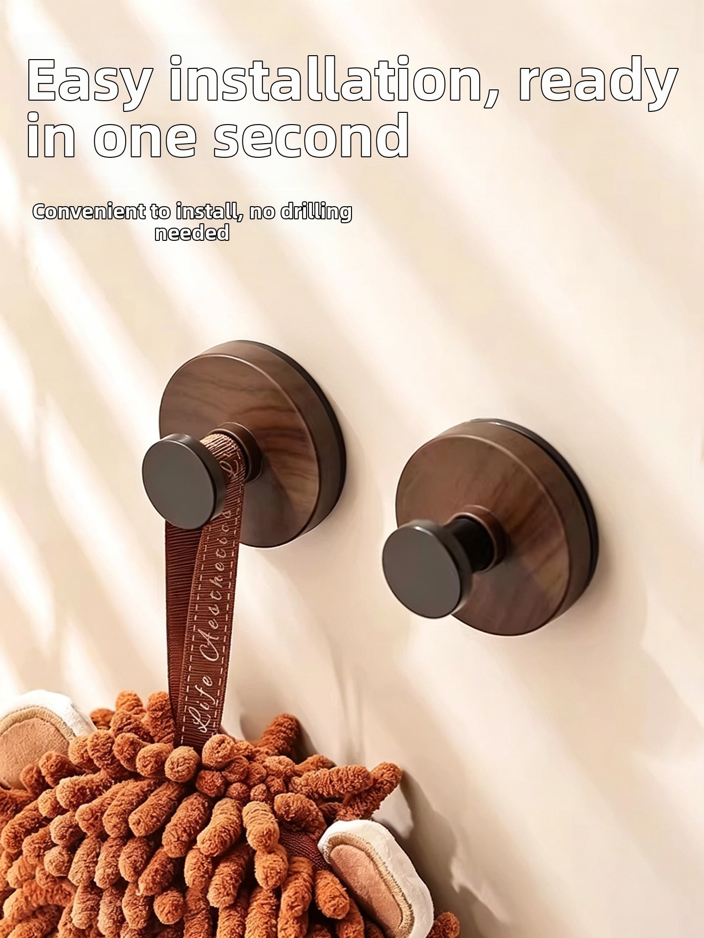 Walnut Wooden Finish Heavy-Duty Bathroom Hook