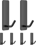 6 Pack Black Stainless Steel Self Adhesive Wall Hooks