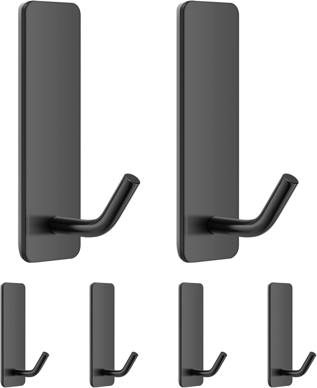 6 Pack Black Stainless Steel Self Adhesive Wall Hooks