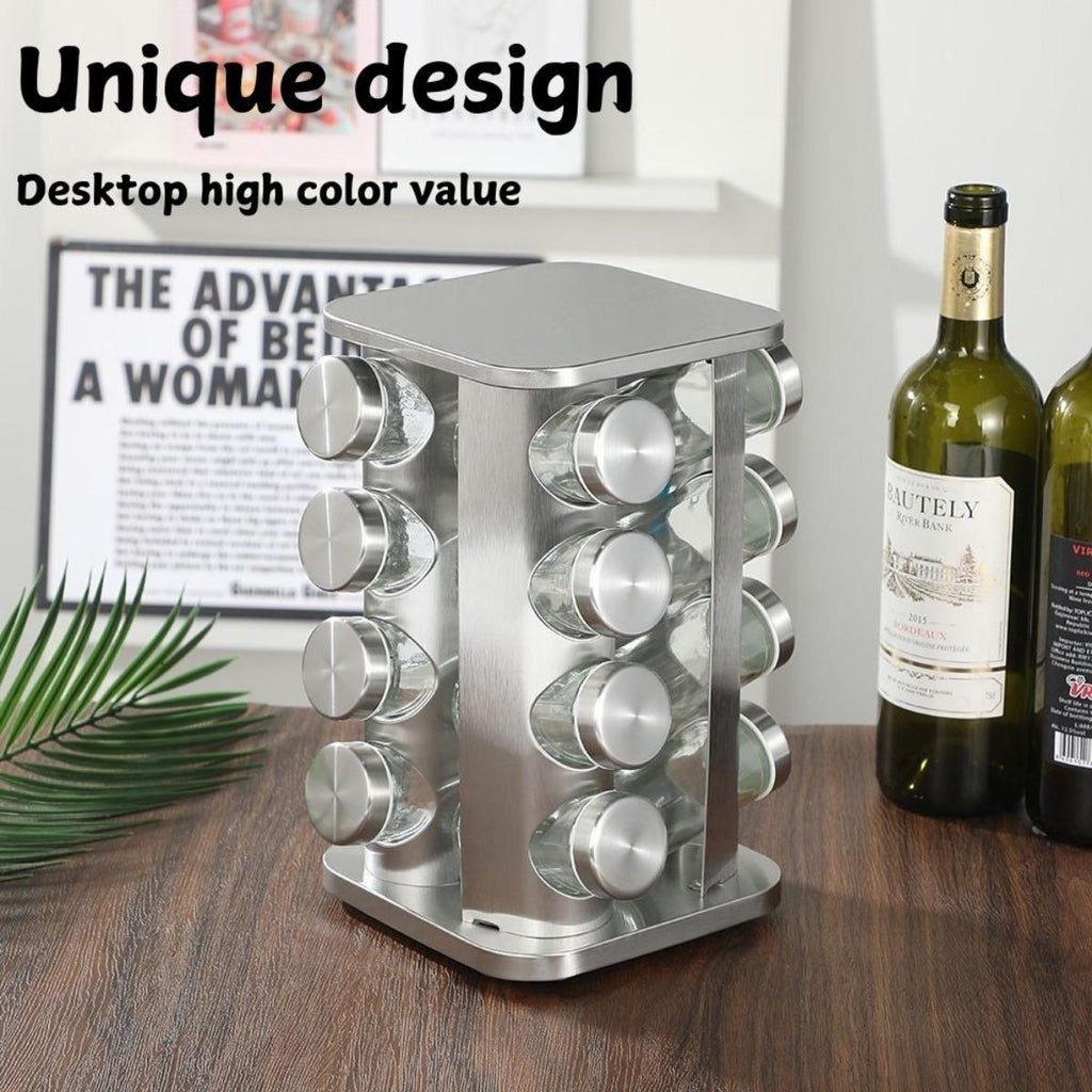 Stainless Steel 360° Rotating Spice Carousel Rack