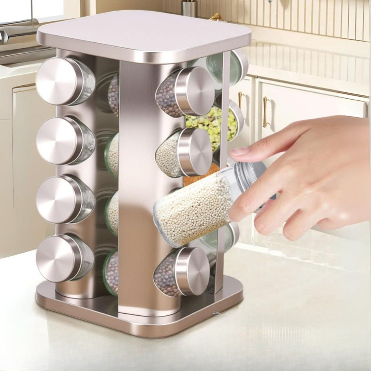 Stainless Steel 360° Rotating Spice Carousel Rack