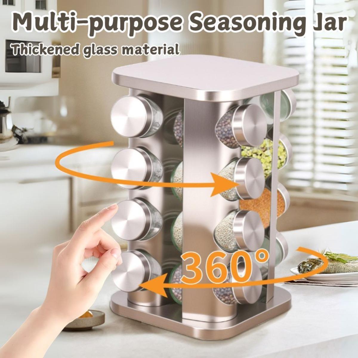 Stainless Steel 360° Rotating Spice Carousel Rack