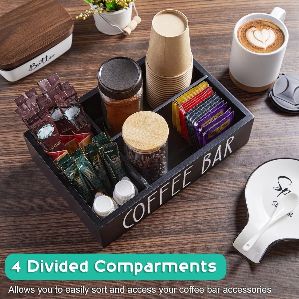 Retro Wooden Coffee Storage Organizer