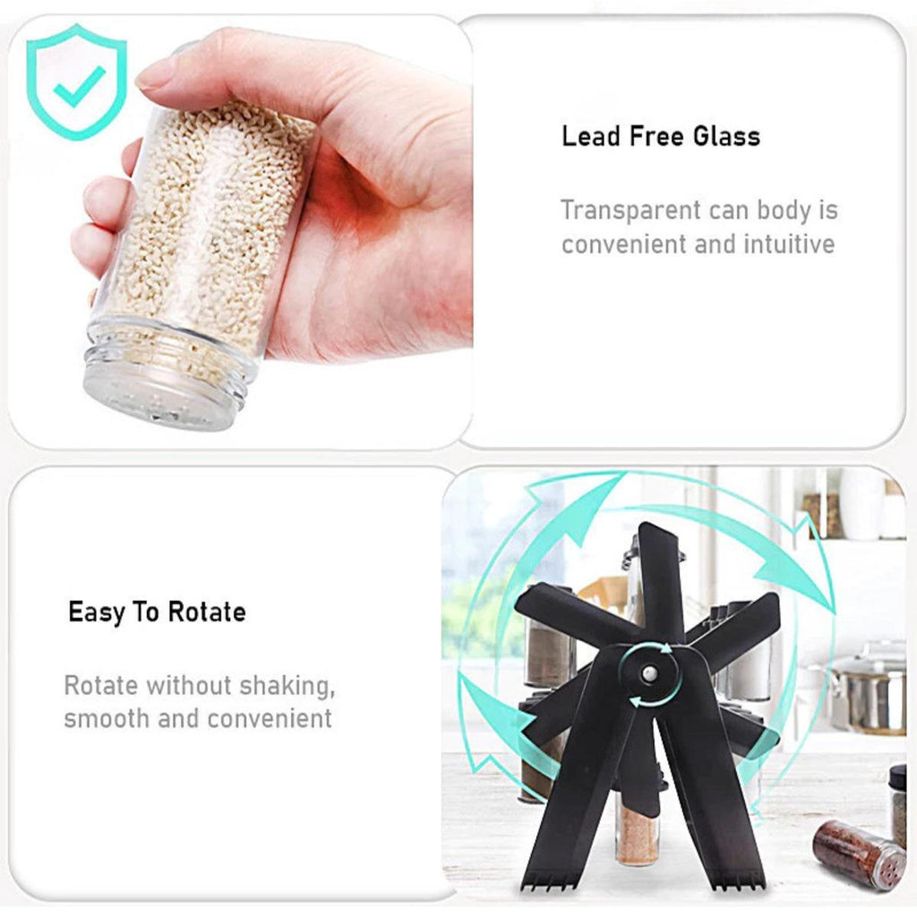 18-Jar Rotating Glass Spice Carousel Rack