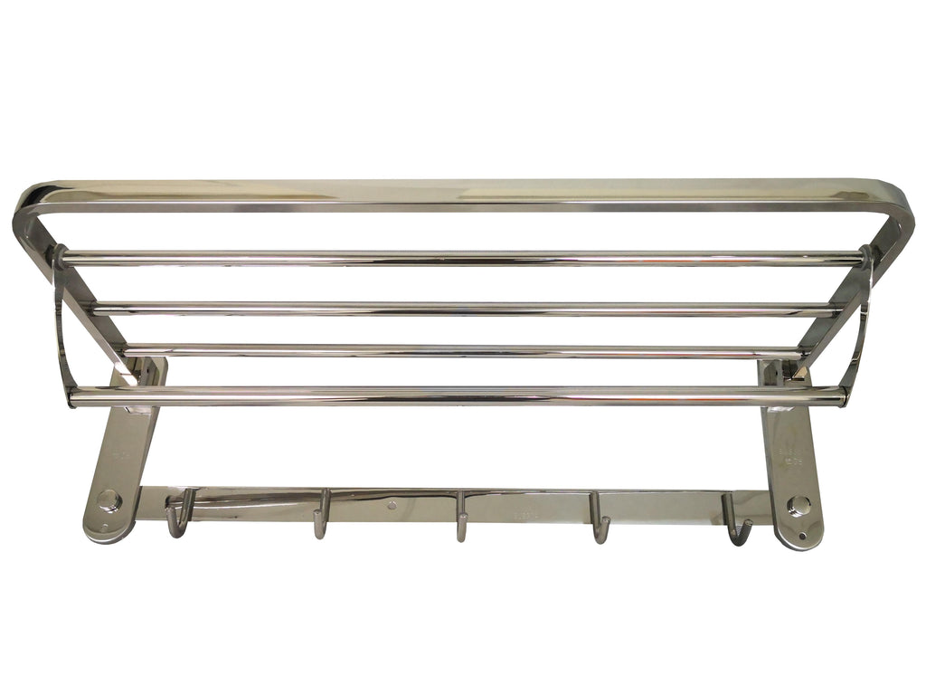 60cm Chrome Stainless Steel Foldable Towel Rack with Hooks