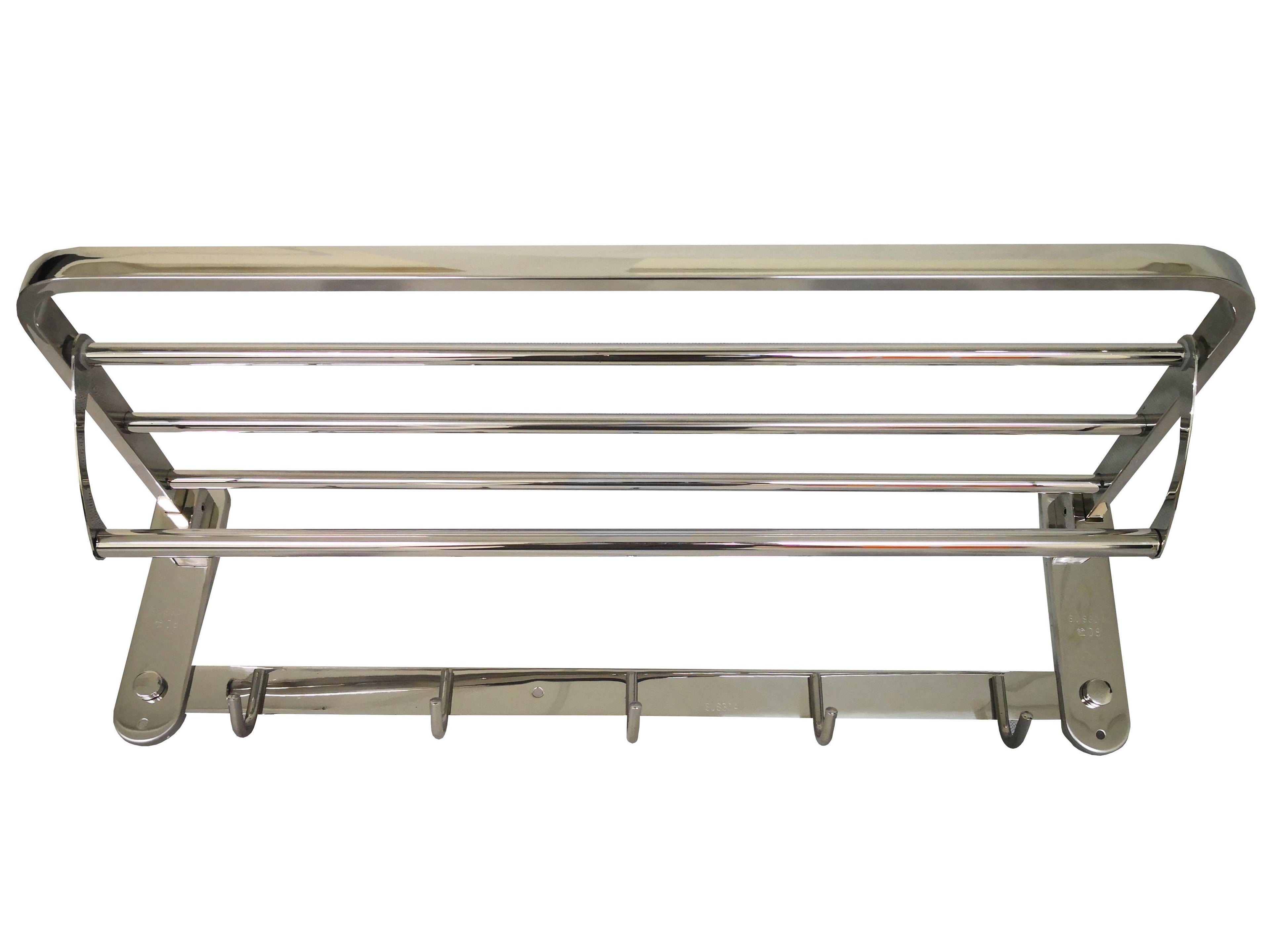 60cm Chrome Stainless Steel Foldable Towel Rack with Hooks