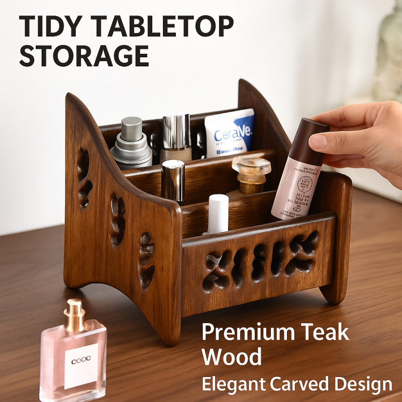Teak Multi-function Remote Organizer