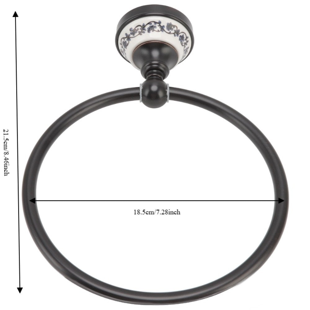 Black Brass Round Wall Mount Towel Ring