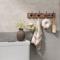 Brown Wooden 4 Hooks Wall Mount Coat Rack