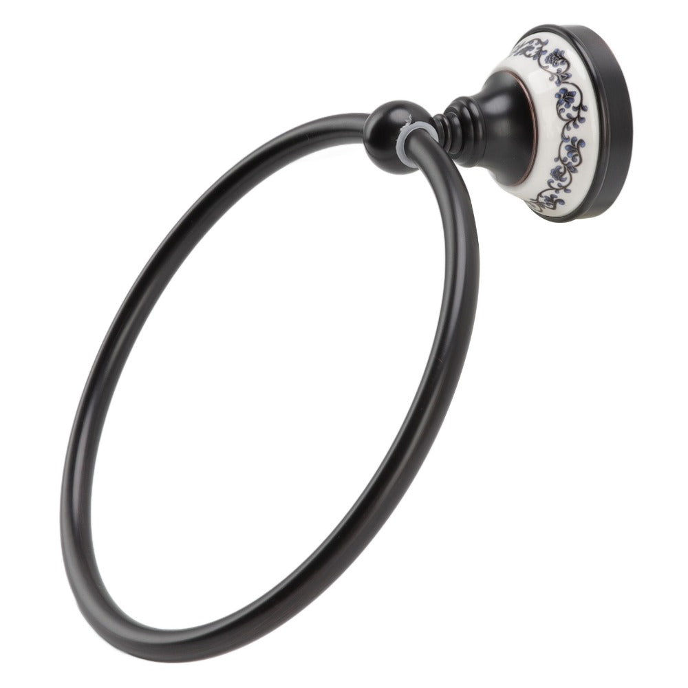 Black Brass Round Wall Mount Towel Ring