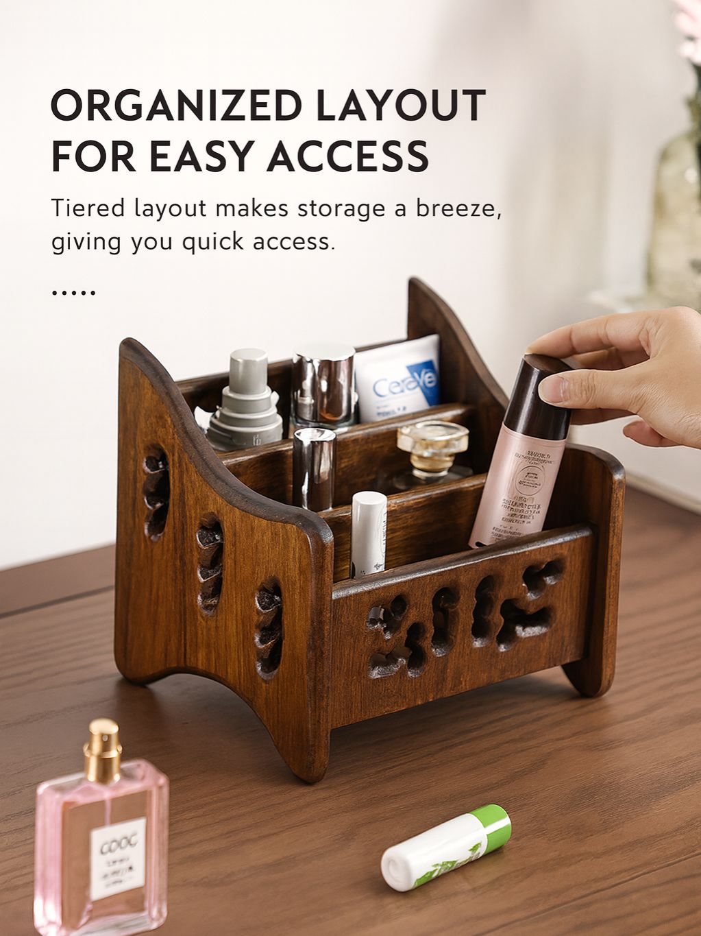 Teak Multi-function Remote Organizer